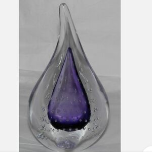 Vintage Adam Jablonski Signed Teardrop Art Decor Glass Decor Made In Poland